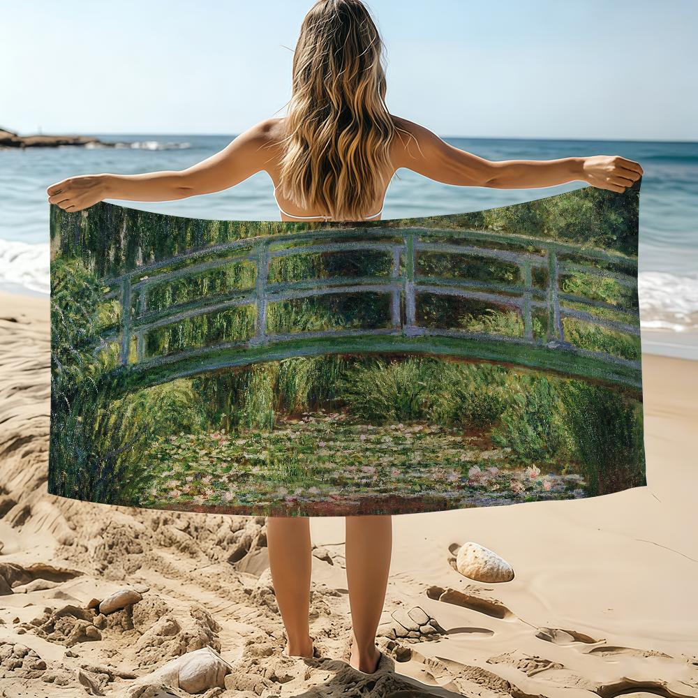 

C-Claude M-Monet Impression Sunrise Towel Beach Towel Oversized Quick Dry Towel Absorbent Soft Swim BeachTowels for Men Women W30*H60(CM)