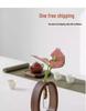 Walnut Solid Wood & Glass Hydroponic Vase for Home - Perfect for Green Plants, Fresh Flowers, and Desktop Arrangements