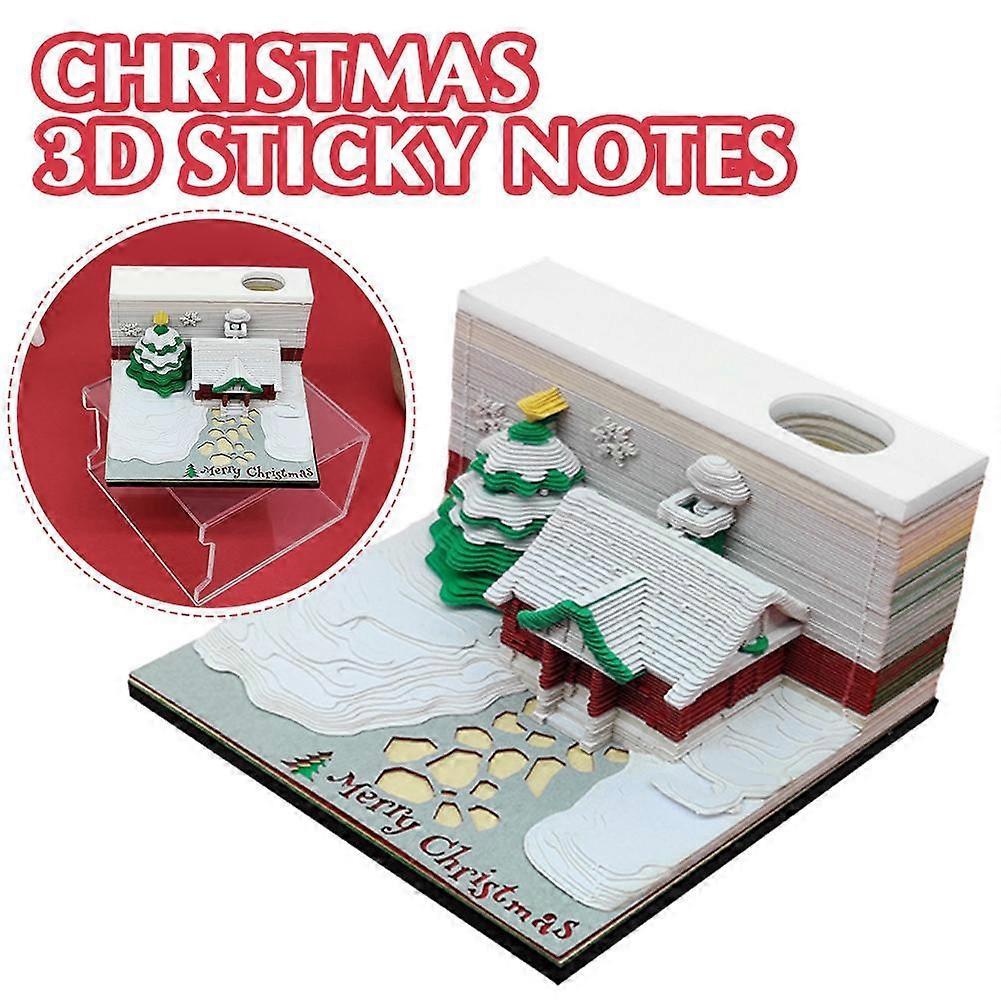 Merry Festival 3D Model Notepad Paper Cube Sculpture 3D Memo Pad Color Sticky