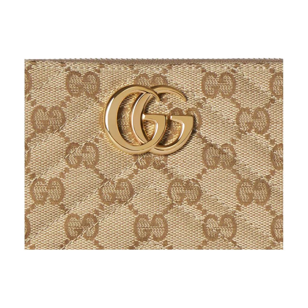 Gucci Double G Generation Vintage Style Gold Hardware Zipper Closure GG Canvas Wallet Women wallet Beige Dark-Brown 443123-FAF05-9651