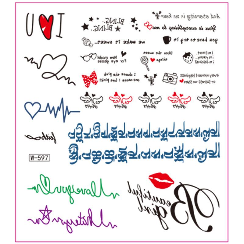 Campus Students Male And Female Tattoo Stickers Waterproof Tattoo Stickers Cartoon Butterfly Text Tattoos