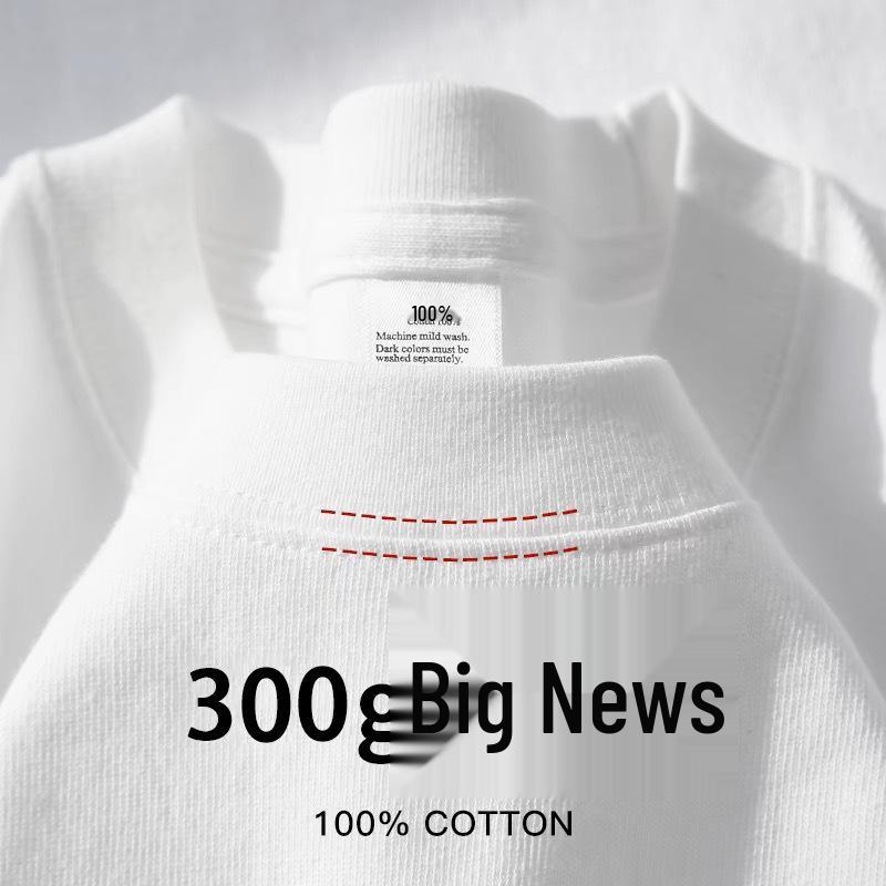 Unisex Heavyweight 300g Cotton Crew Neck Solid Color T-Shirt