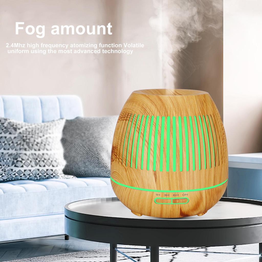 500ml Wood Grain Aromatherapy Diffuser & USB Humidifier - Large Capacity, Retro Design
