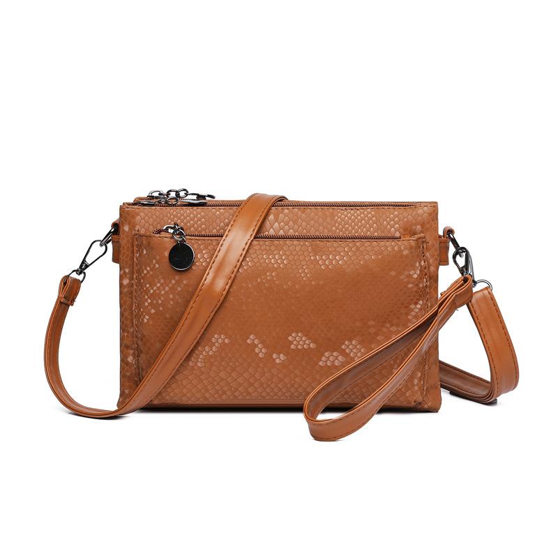 Snake pattern multi-compartment simple shoulder messenger bag