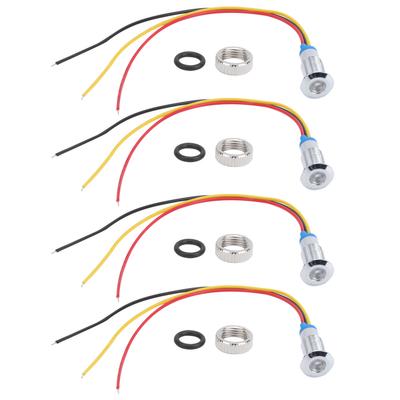 4 Set LED Kontrollleuchte Signal 2 Farbe Gemeinsame Anode Wasserdicht Metall 8mm 220V(Rot Gelb )