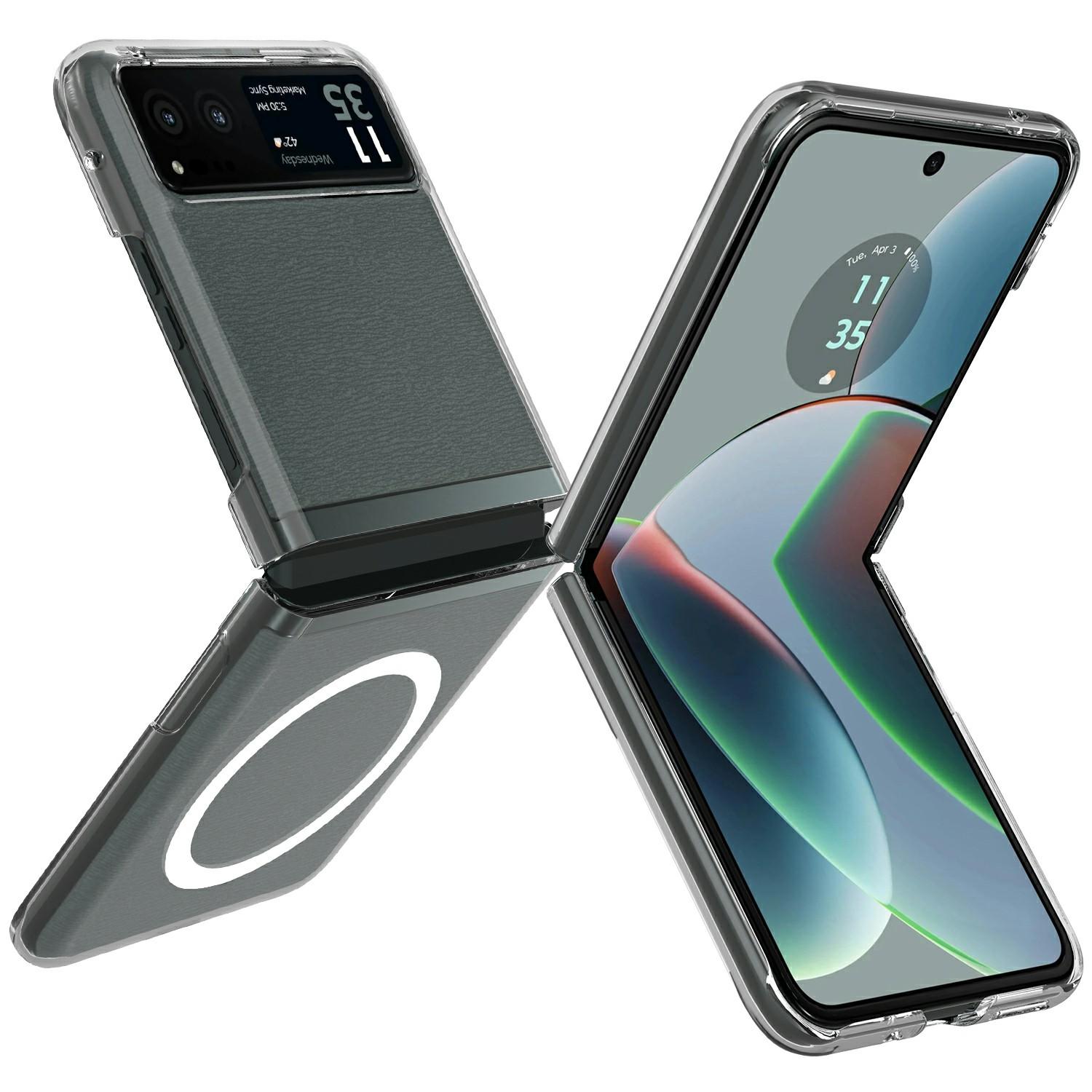 

For Motorola Moto Razr 2023 Case TPU+Acrylic Magnetic Phone Cover Compatible with MagSafe As Shown A