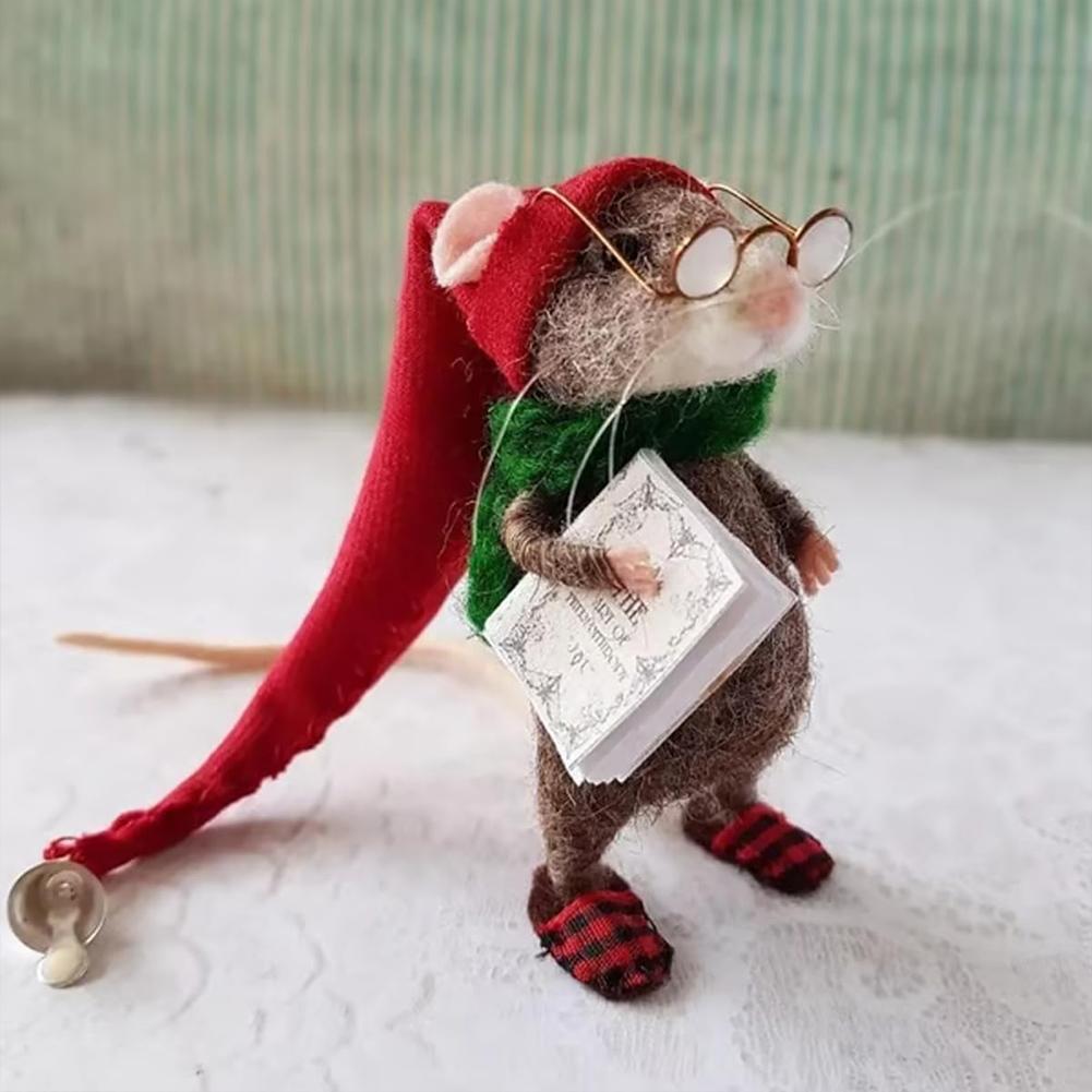 Mouse Doll Christmas Needle Felted Mouse Needle Felted Craft Decorations Mouse Handmade Wool Felted Only Material Package.