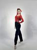 Women's Floral Latin Dance Slim-Fit Long-Sleeve Top - Modern & Stylish Design