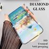 New Diamond Plated Tempered Glass For iphone 16 15 14 13 12 11 Pro Max 3D Stereoscopic Diamond Inlaid Anti peeping Matte Glass X