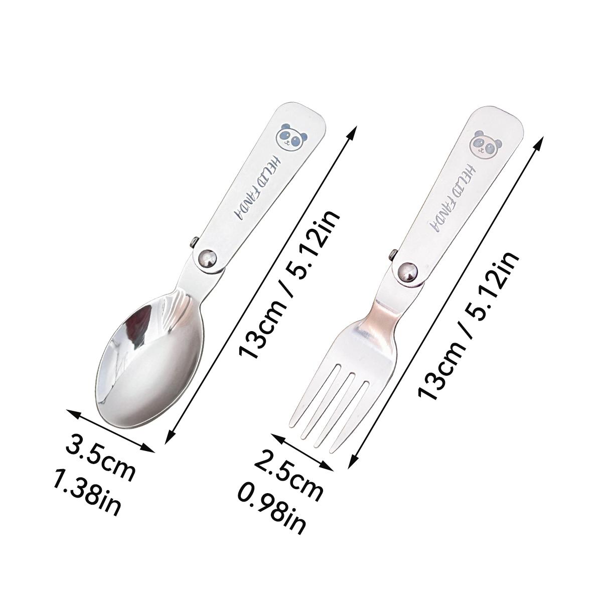 

2PCS/Set Portable Foldable Dinnerware 304 Stainless Steel Tableware Set Reusable Folding Spoon Fork Set For Camping Picnic