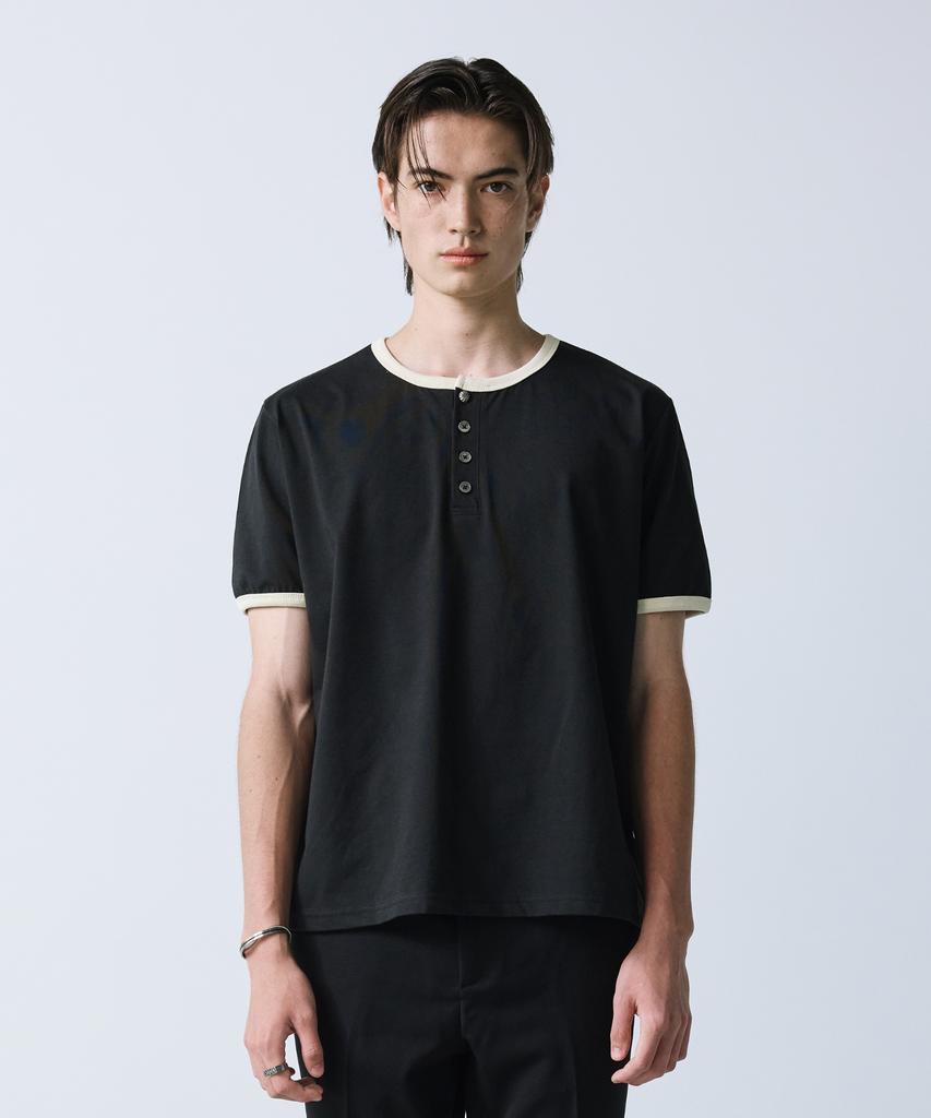 SSY Henley Neck Concho Ringer Tee Black