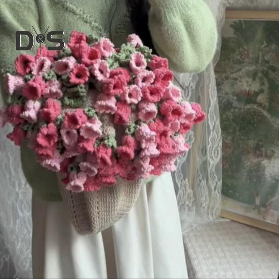 Flower Blanket Crocheting Kit Rose Bouquet Blanket DIY Kit Crochet Bouquet Throw Blanket Craft Set for Mother's Day Gift Home Sofa Couch Decor