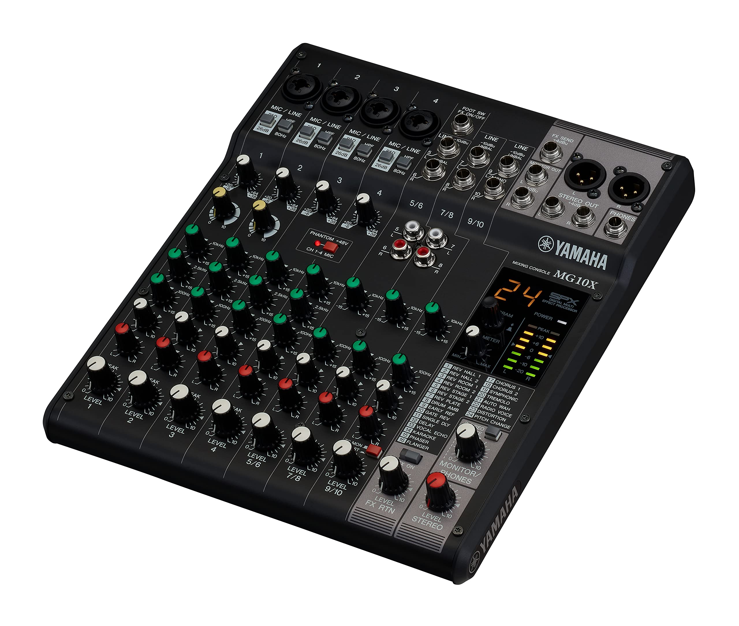 

YAMAHA 10 Channel Mixing Console Equipped with 24 types of digital effects Model without USB interface MG10X Black PA&SR