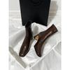 Brown short boots thick heel new versatile French high heel elastic boots velvet rear zipper square head thin boots