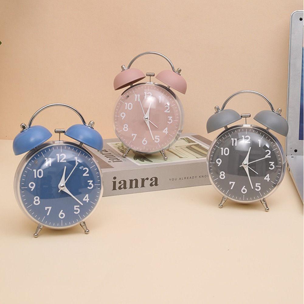 Soft Night Light Twin Bell Clock 4 Inch Size Mechanical Clock Decoration Desk Alarm Clock  Bedroom