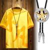 Vintage Metal Star Badge Pendant Cowboy Bolo Tie Western Faux Leather Rope Necktie Jewelry Shirt Collar Chain Necklace