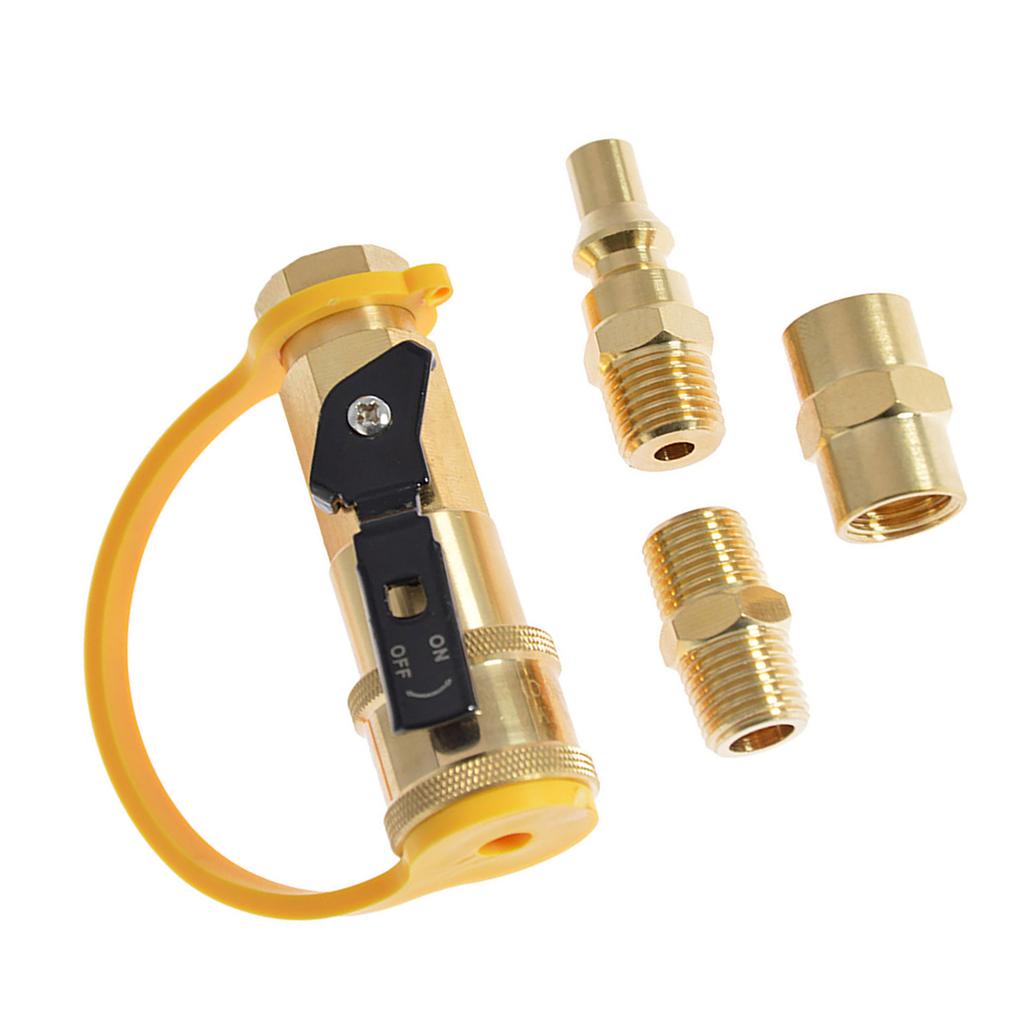 Adaptor Fitinguri Conectare Rapidă Propan cu Valve de Închidere Conector pentru Grătar BBQ Consumabile Metal Instrument Conector Propan