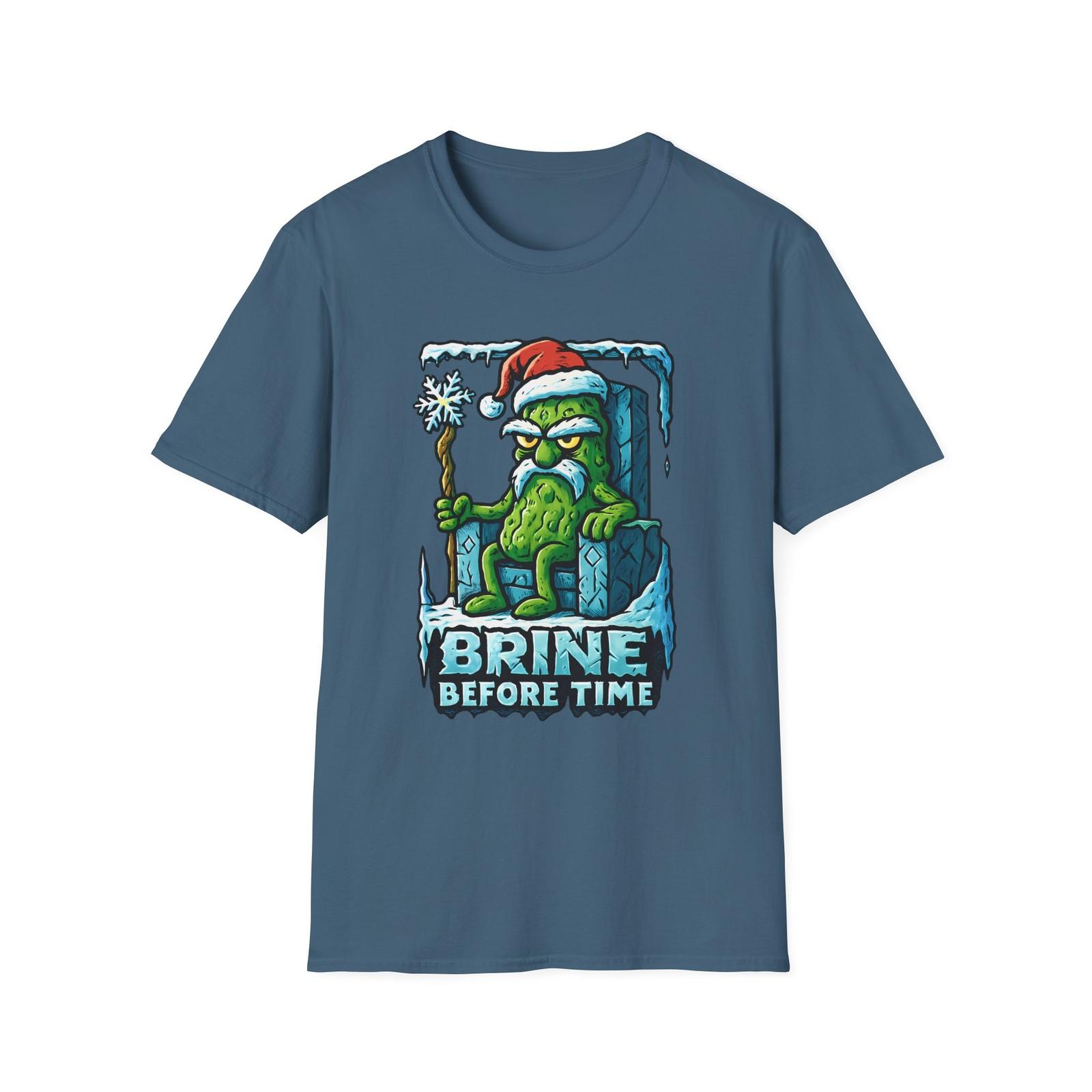 Unisex Softstyle T-Shirt Mens Womens Tees Top Funny Ancient Pickle Elder Santa Hat Holiday Christmas XL