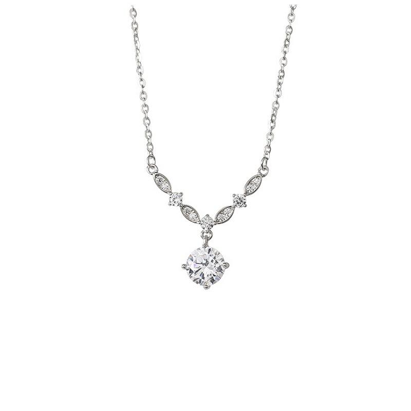 Elegant Zircon Necklace For Women Single Diamond Pendant Choker Minimalist Luxury Fashion Necklace