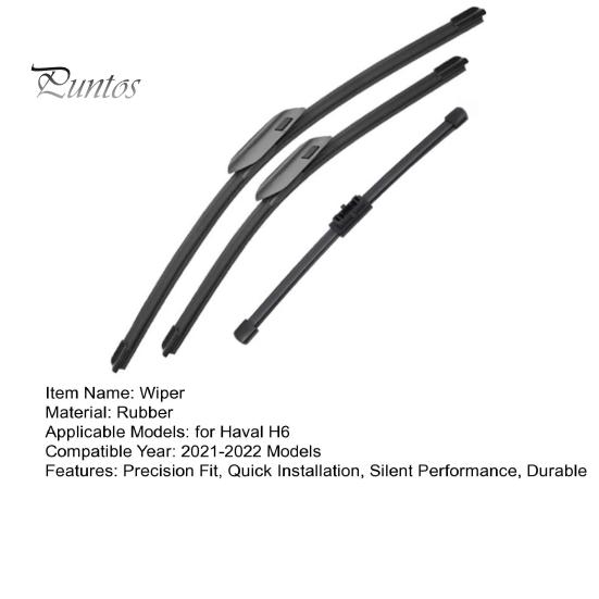 Car Window Cleaning 10/19/24 Inch Wiper Blades Set for Haval H6 2021-2022, 2Pcs Front Wipers Auto Parts & 1Pc Rear Wiper, Beamless Quiet Direct