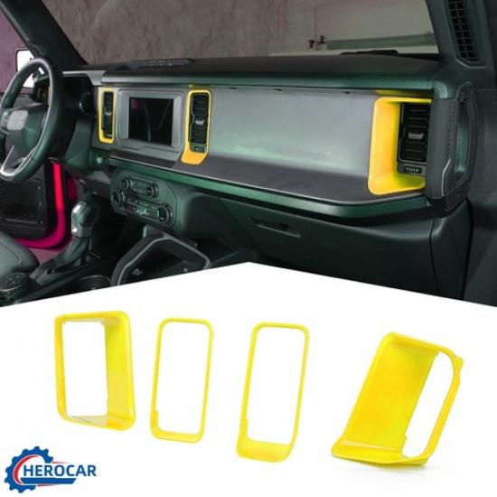 4 Stück Klimaanlagenauslass Dekorabdeckung Zierleiste für Ford Bronco Gelb