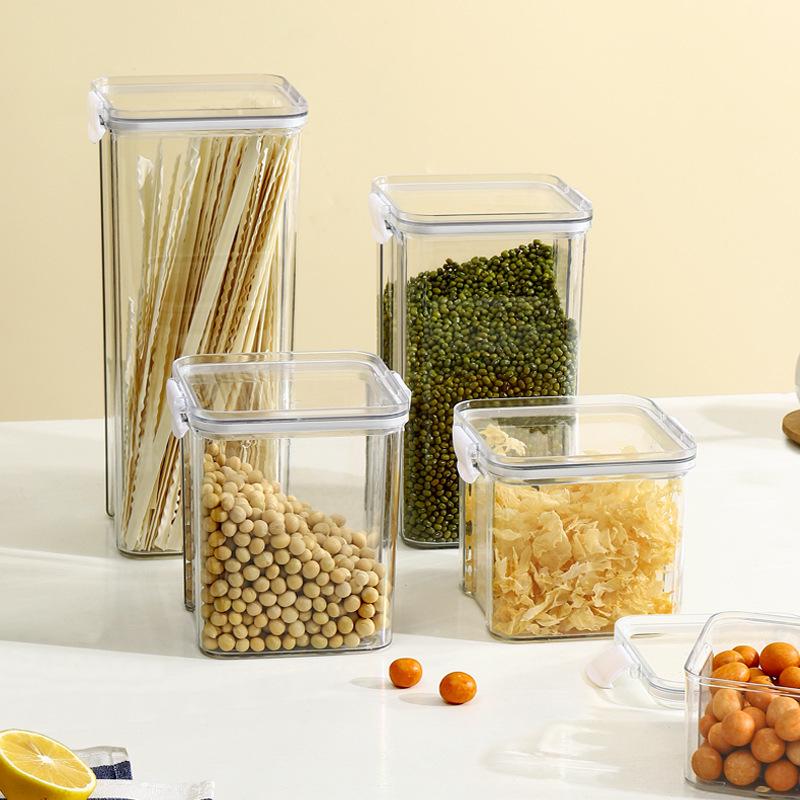 Square Grain & Snack Sealed Jar - Moisture-Proof Kitchen Storage Box
