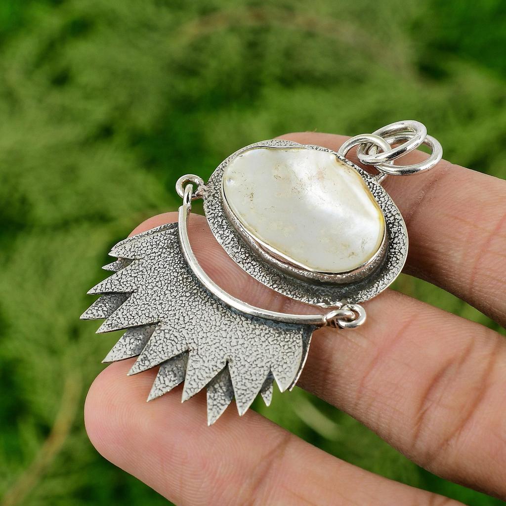 Daughters Day Deal June Mother Of Pearl Stone Wife Wedding Pendant 925 Silver