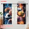 2pcs,2D plane printing Creative Curtains Basketball_ Soccer & Football Design Polyester Woven (without rod) Decorations For Home