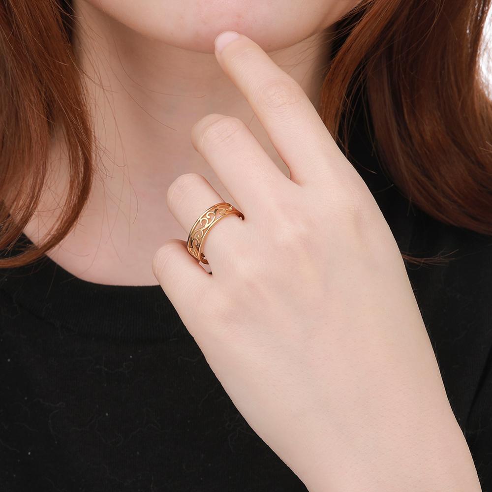 Skyrim Retro Filigree Stainless Steel Ring Cutout Elegant Gold Color Finger Rings Jewelry Wedding Gift for Women Friend