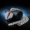 Street Hip Hop Personality Broken Crack Love Pendant Lanyard Hiphop15Mm Clasp Cuban Chain Men