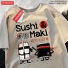 Theduc Sushi Und Sushi Druck Männer Frauen T-Shirt Baumwoll-T-Shirts Lockeres T-Shirt Rundhals Lockere Oberteile Modekleidung Unisex