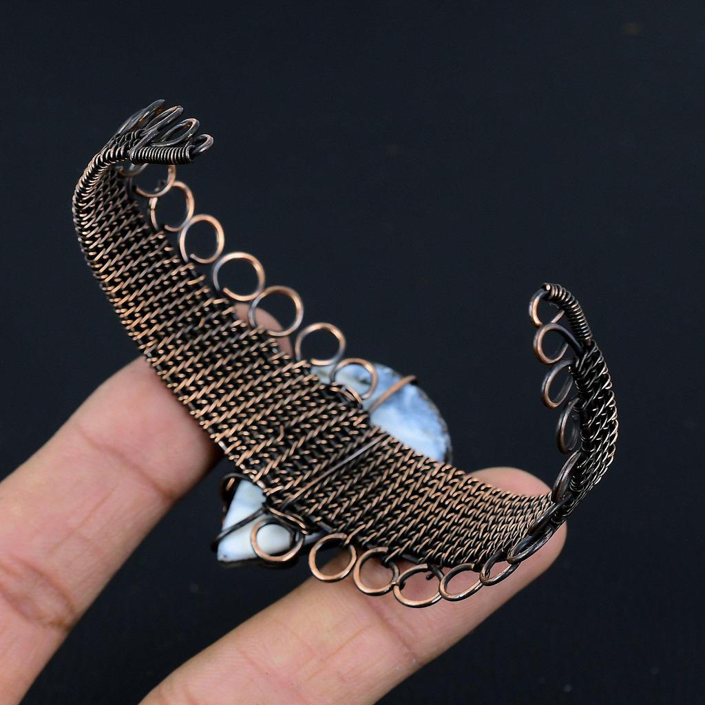 Owyhee Opal Bangle, 999 Copper Wire Wrapped Jewelry, Gemstone Bangle, Gift For Her Handmade Dainty Jewelry