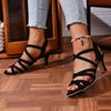 New Sandals Women's Summer High Heels Sexy Stiletto Cross-toed Fish Mouth Shoes Large Size Women's Shoes