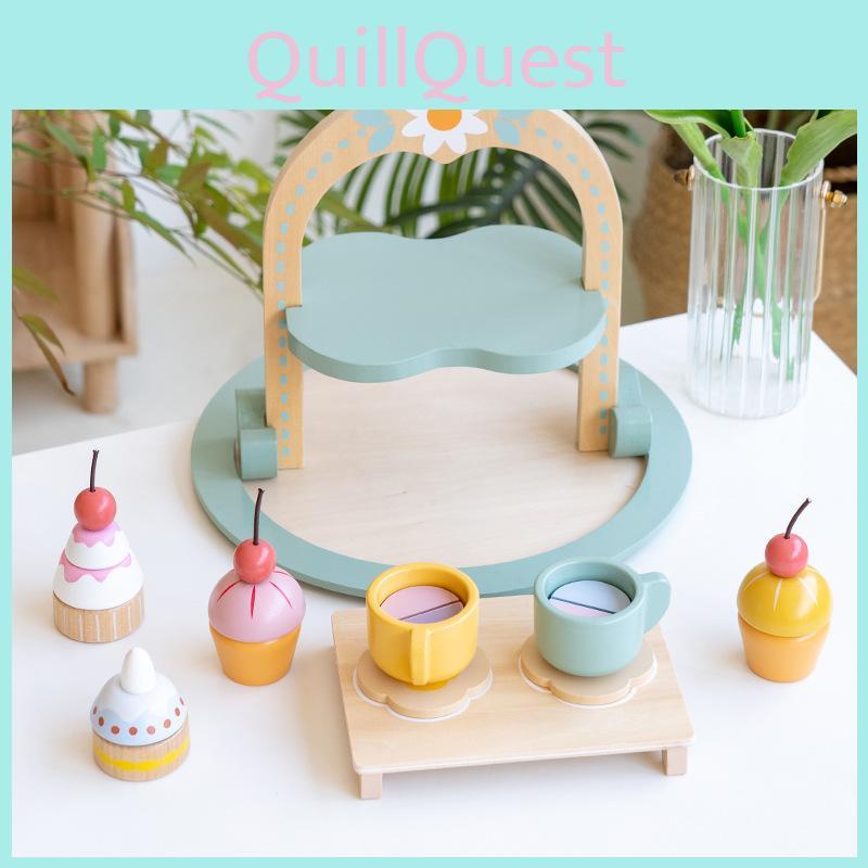 Garten-Teeparty Holzspielküche Spielzeugset Für Kinder Mädchen Fantasievolles Rollenspiel