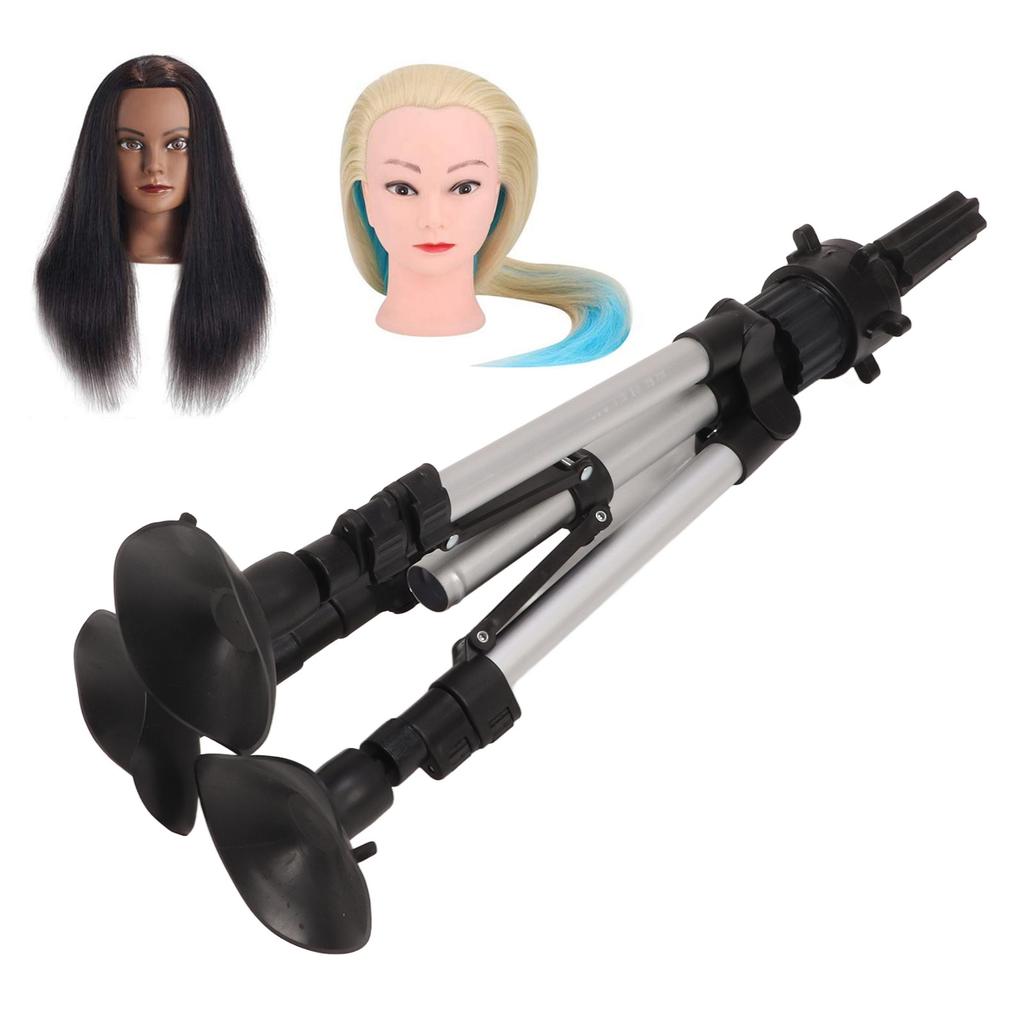 Wig Head Tripod Adjustable Lightweight Aluminum Alloy Mannequin Head Stand with Suction Cup for Hairdressing Training