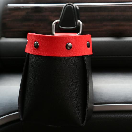 Car Air Vent Organizer with Dual Installation Faux Leather Storage Bag for Phone Accessories Multi-Purpose Hanging Pouch for Vehicle Interior