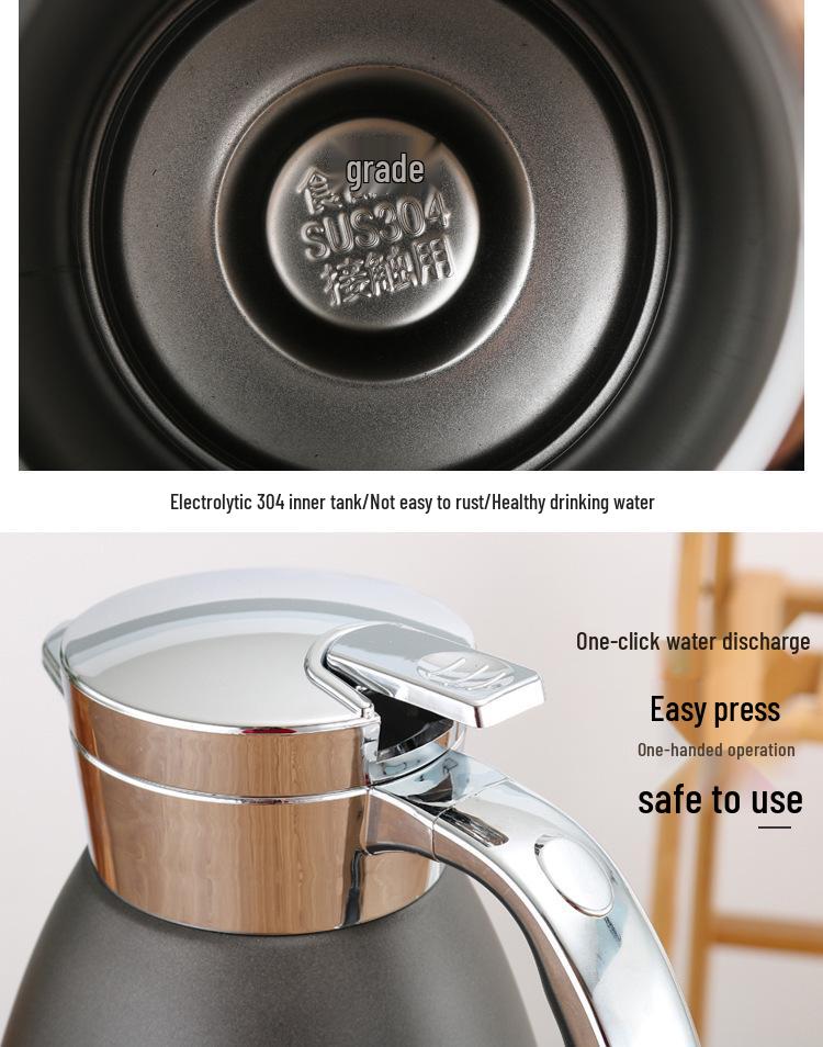 304 Rostfritt Stål Dubbelväggig Vakuumisolerad Vattenkokare, Stor Kapacitet Romersk Stil, Anpassningsbar Logotyp, Hushållstermos Gåva