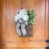 AEE4-Spring Wildflower Door Hanging Basket Wreath Spring Welcome Sign Easter Day For Front Door, Easter Decor