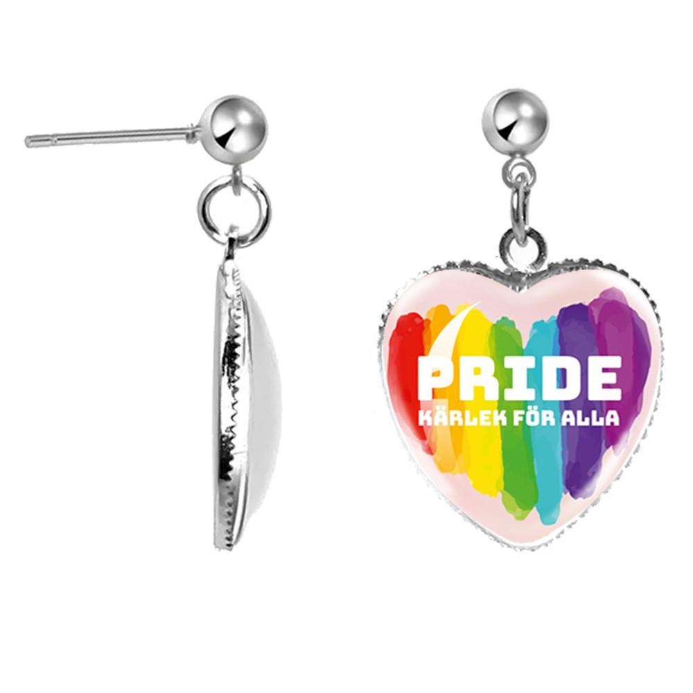 

LGBT Art Gay Lesbian Pride Rainbow Heart Shaped Glass Cabochon Drop Earrings Charm Jewelry For Homosexuality Girls Gift
