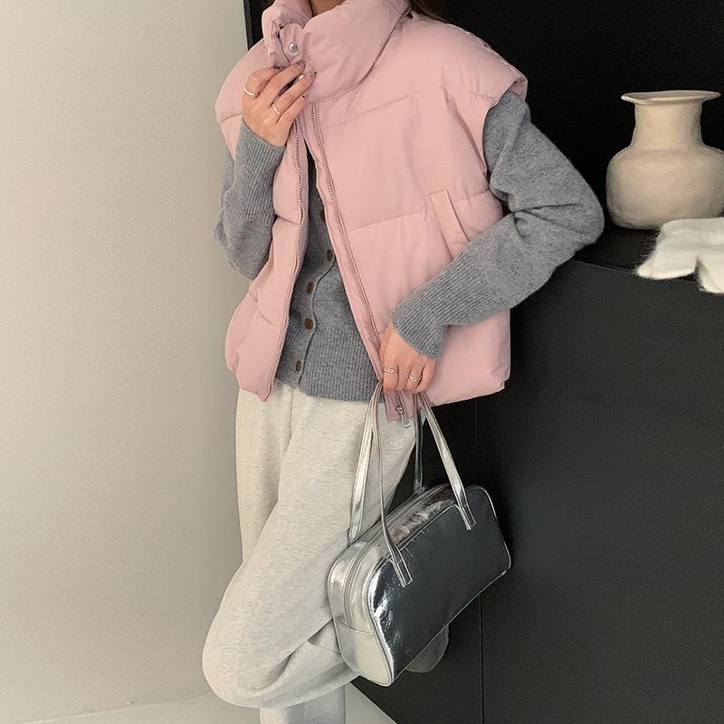 Cotton Vest Women's Autumn and Winter New Loose Short Stand-up Collar Down Cotton Vest Vest Vest Trendy