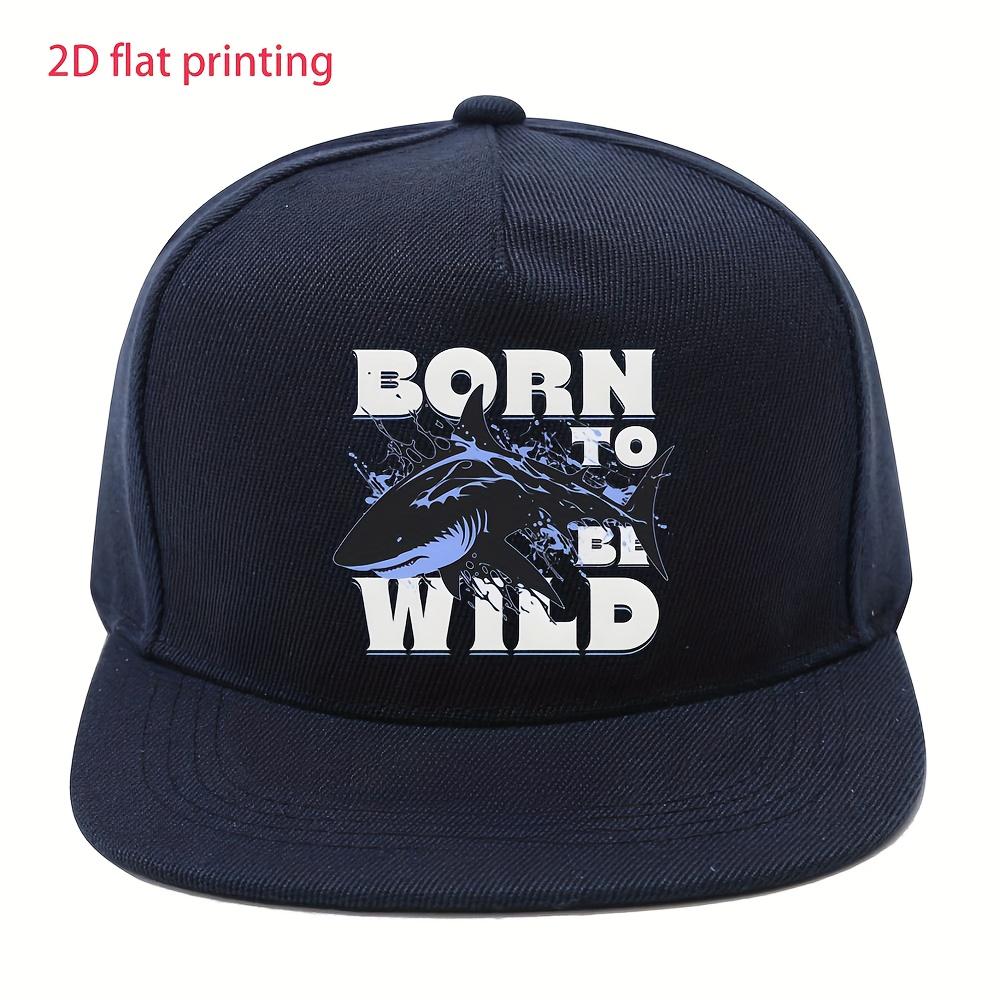 Shark Born to Be Wild Graphic Baseball Cap Polyester Adjustable Snapback Casual Unisex Hat