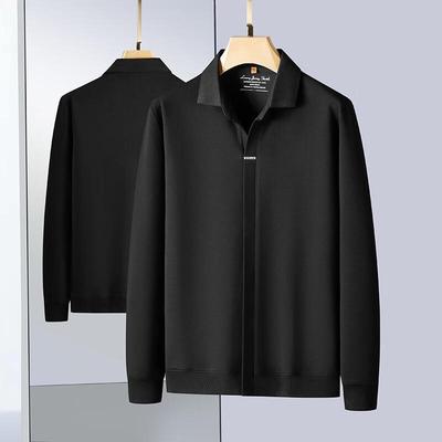 Di Bin Ze Men's Plus Size Solid Polo Sweatshirt