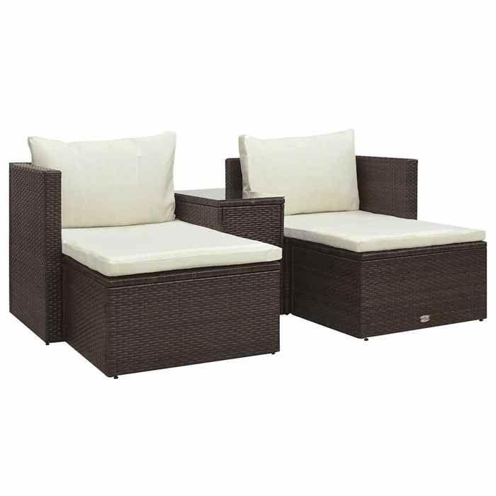 Salon de jardin modulable 5 pièces - Marron - 70 x 40 x 48 cm