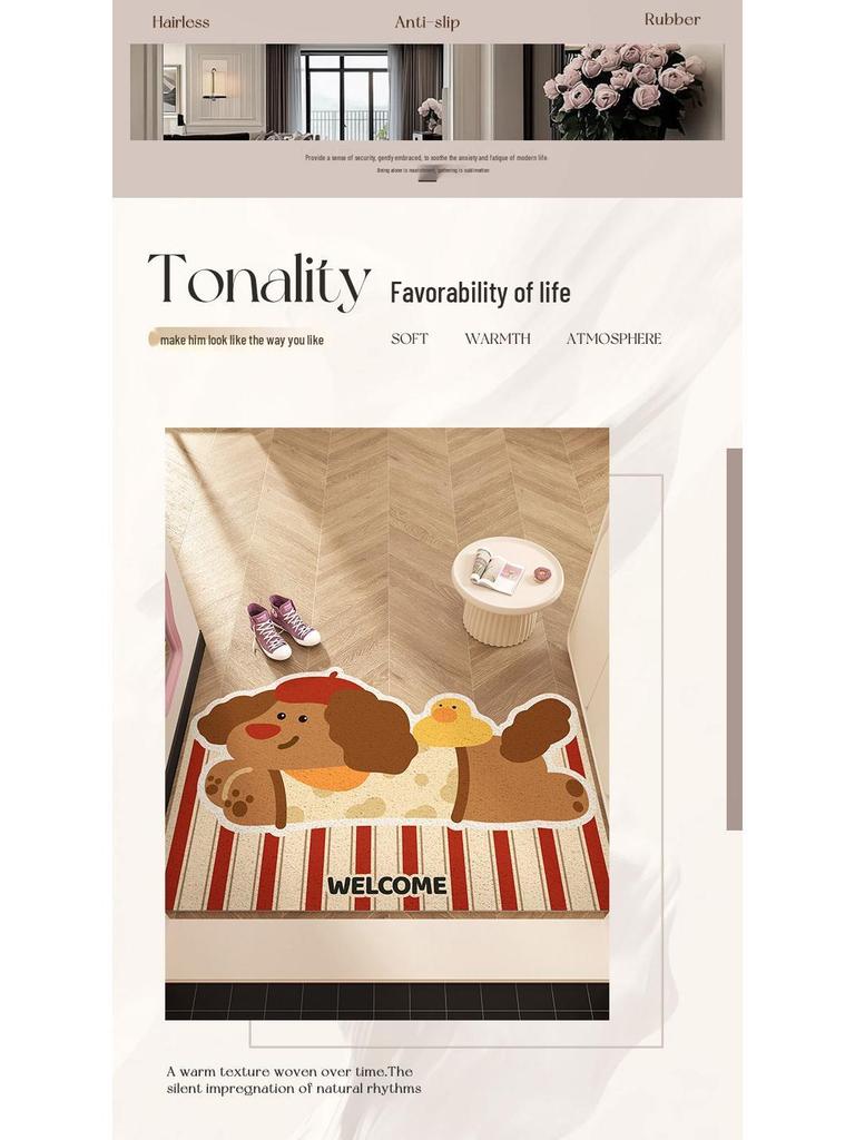 Seidenschlaufe Anti-Rutsch Hundetür-Matte: Süßer, schmutzabweisender, zuschneidbarer Fußteppich für Eingangsbereiche