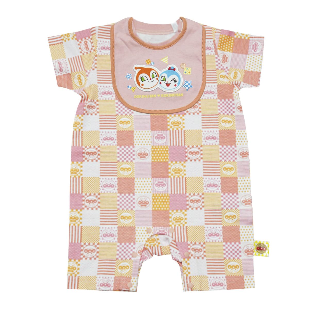 

Classic ta4473jk Summer Baby Lab Anpanman Short Sleeve Coverall with Baby 70 [Bandai] Bib, Pink, розовый
