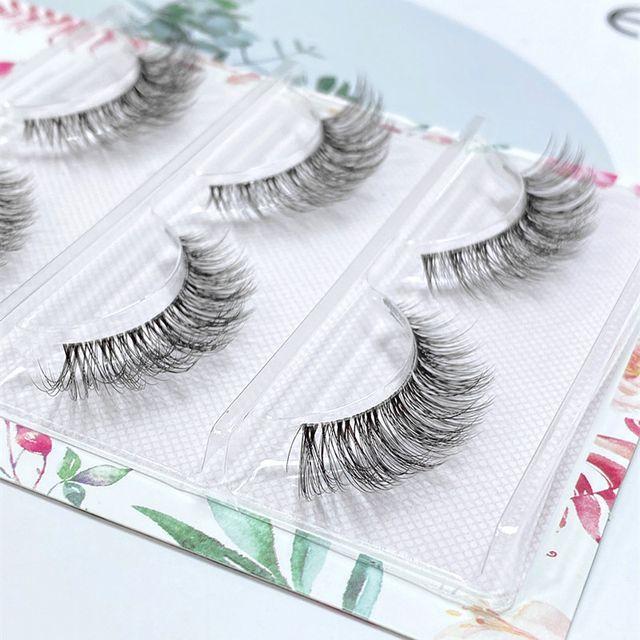 Aimo - Set of 3 Pairs: Natural Crisscross False Eyelashes Black - One Size