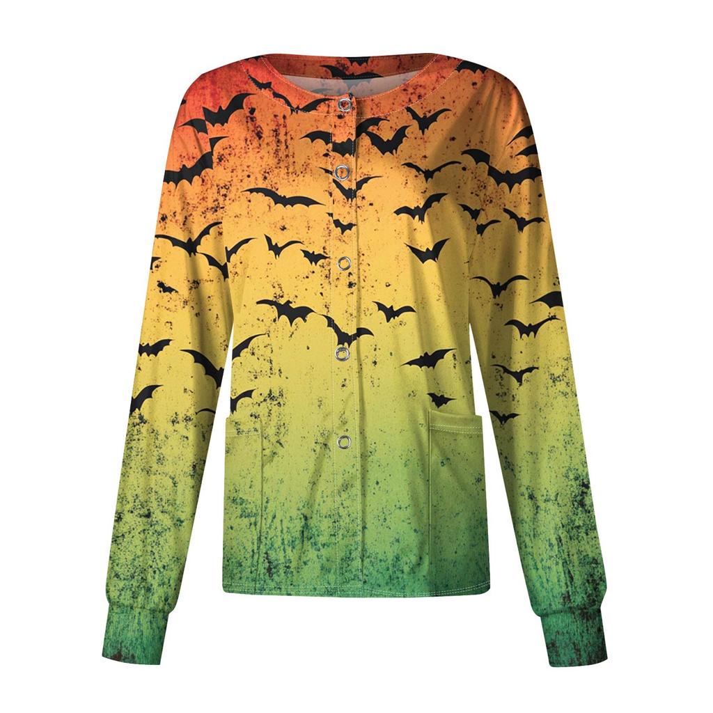 Dámské ležérní oblečení s dlouhým rukávem, jednořadové halloweenské oblečení s potiskem Cardigan Top oblečení Uniformy