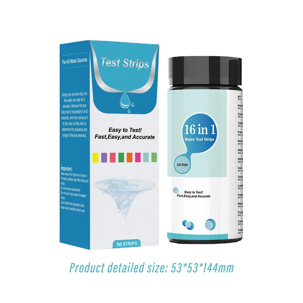 16 in 1 Water Test Strips Fast Hardness Resin Drinking Water Test Strips for Spas Pools Freshwater Science Experiments Hot Tubs