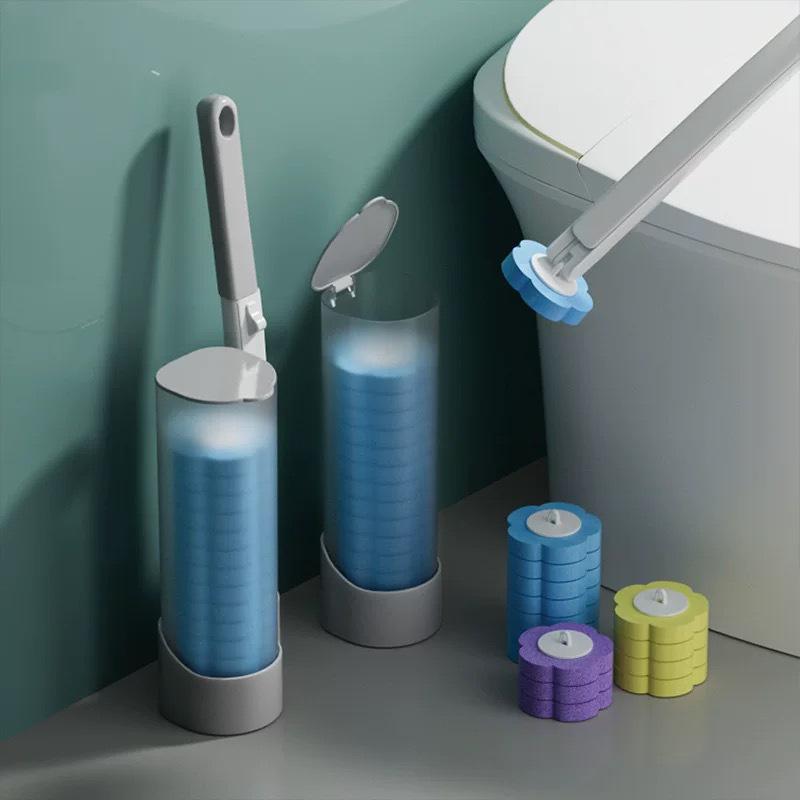 Wall-Mounted Disposable Toilet Brush & Replacement Head