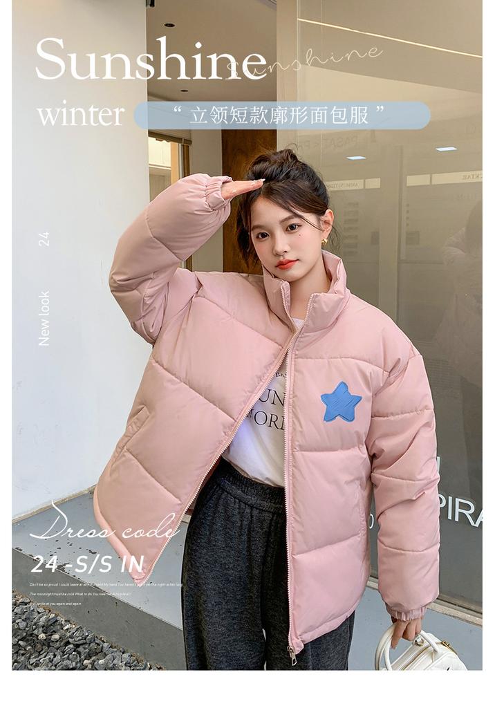 Black thickened cotton-padded clothes, women's new popular autumn and winter models, wearing milk huhu small cotton-padded jackets